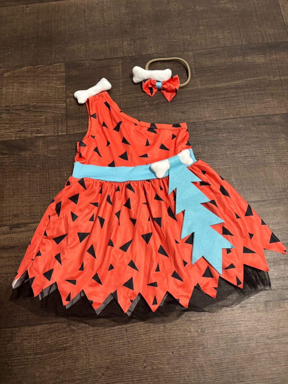 Baby Girl Flintstones Pebbles Costume Dress & Headband Size 12 Months. NWOT